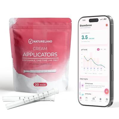 NATURELAND Vaginal Cream Applicators for Women - Smooth Comfort Tip - Dosage Markings - Individually Wrapped Disposable - Intimate Wellness - with BloomSense App (20 Pack)