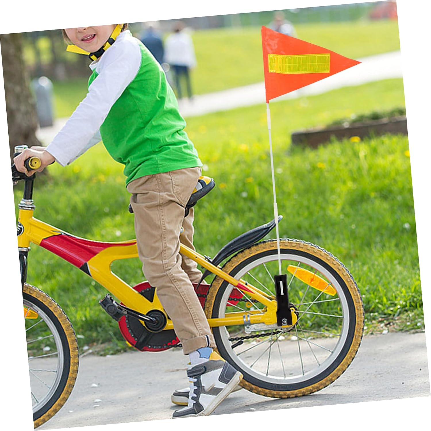 BESTonZON Children's Bicycle Safety Flag with Pole 5 Feet Tall Sturdy Fiberglass Bike Flag for Increased Visibility for Bike Trailers