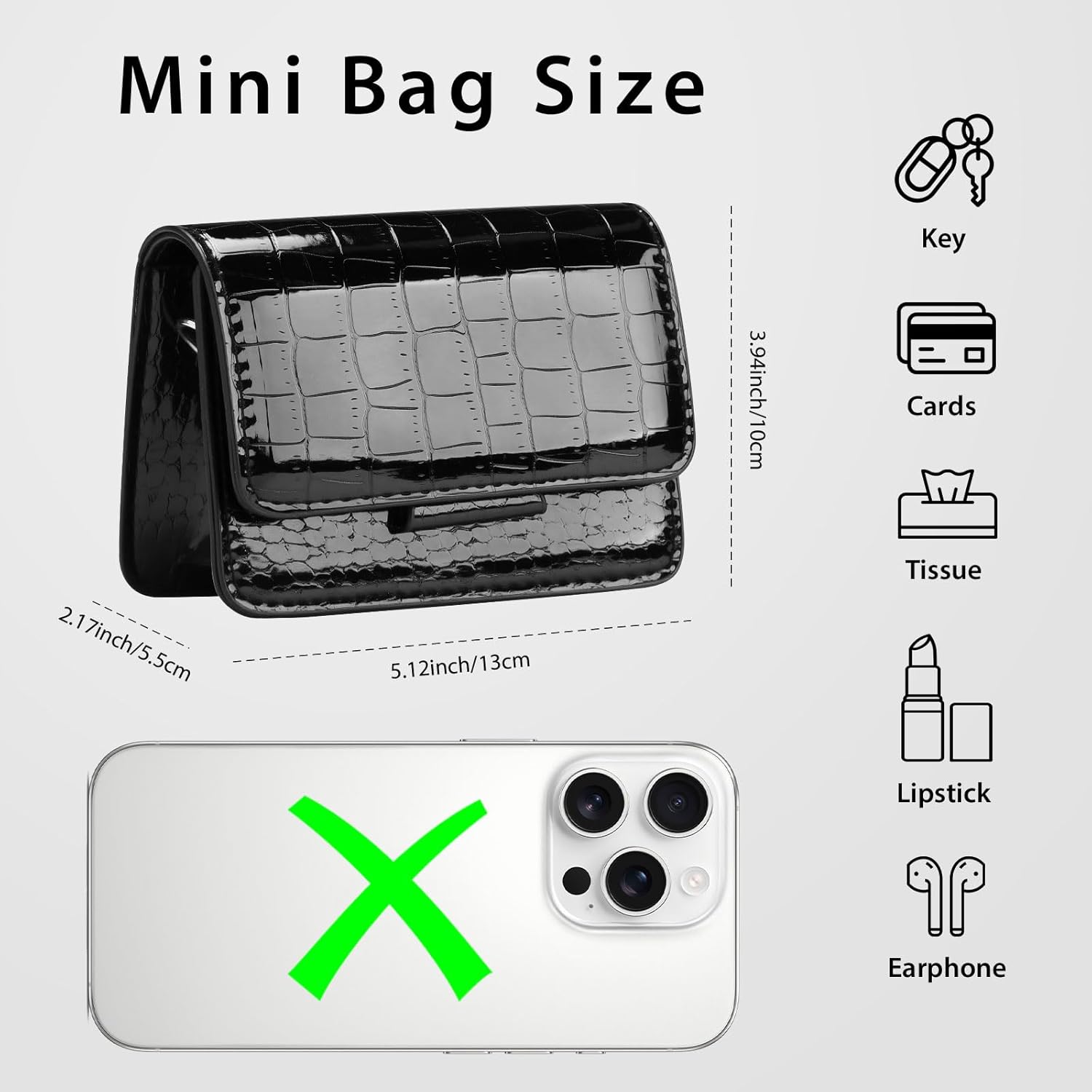 Sightor Silver Mini Crossbody Bag for Women, PU Leather Small Evening Purse, Dressy Clutch Handbag for Nightclub Parties - Image 4