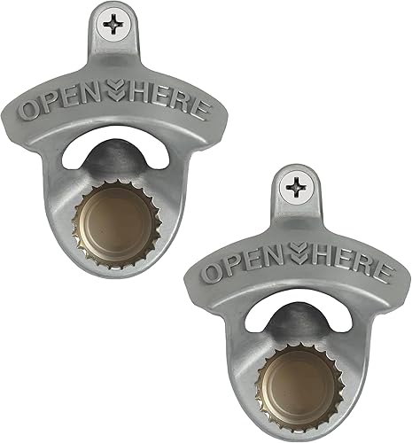 Miniatura 16 de Abridor de botellas de cerveza vintage de montaje en pared con imanes de cobre, acero inoxidable magnético para abrebotellas de cerveza rústico para