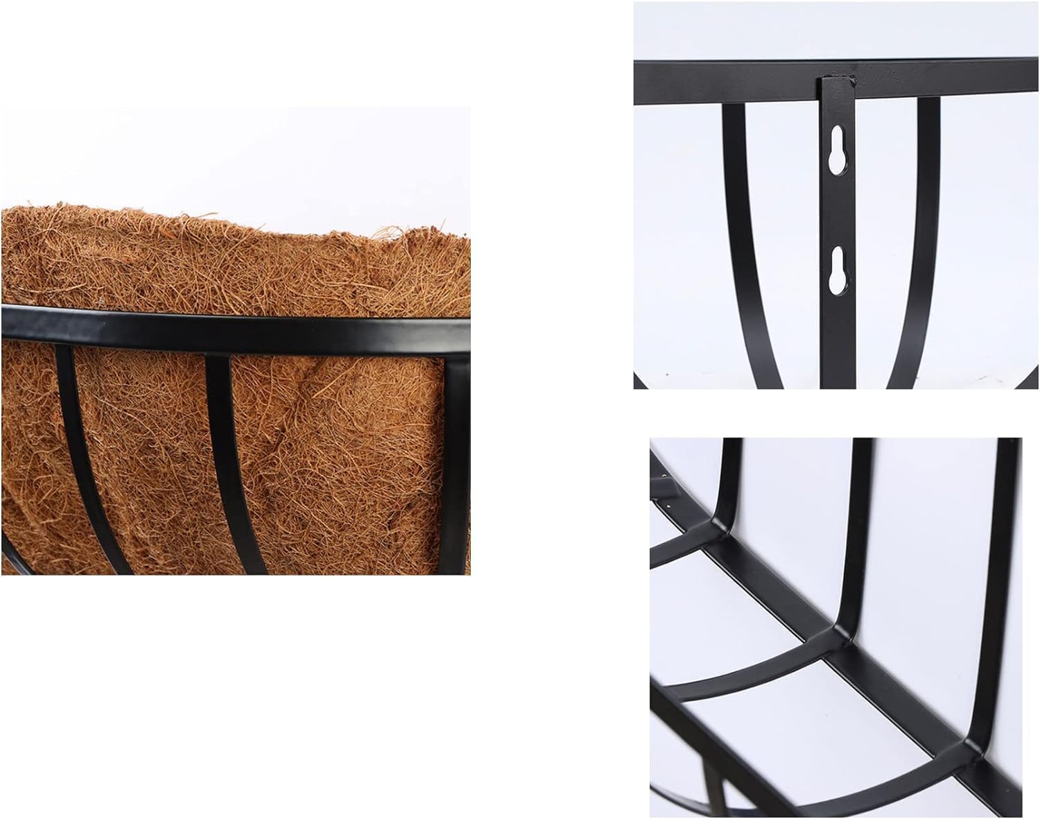 30 Inch Window Box Planters 3 Pack with Coco Liners, Rustproof Metal Hanging Flower Boxes for Outdoor Railing, Fence and Window Sill （3 Pack）