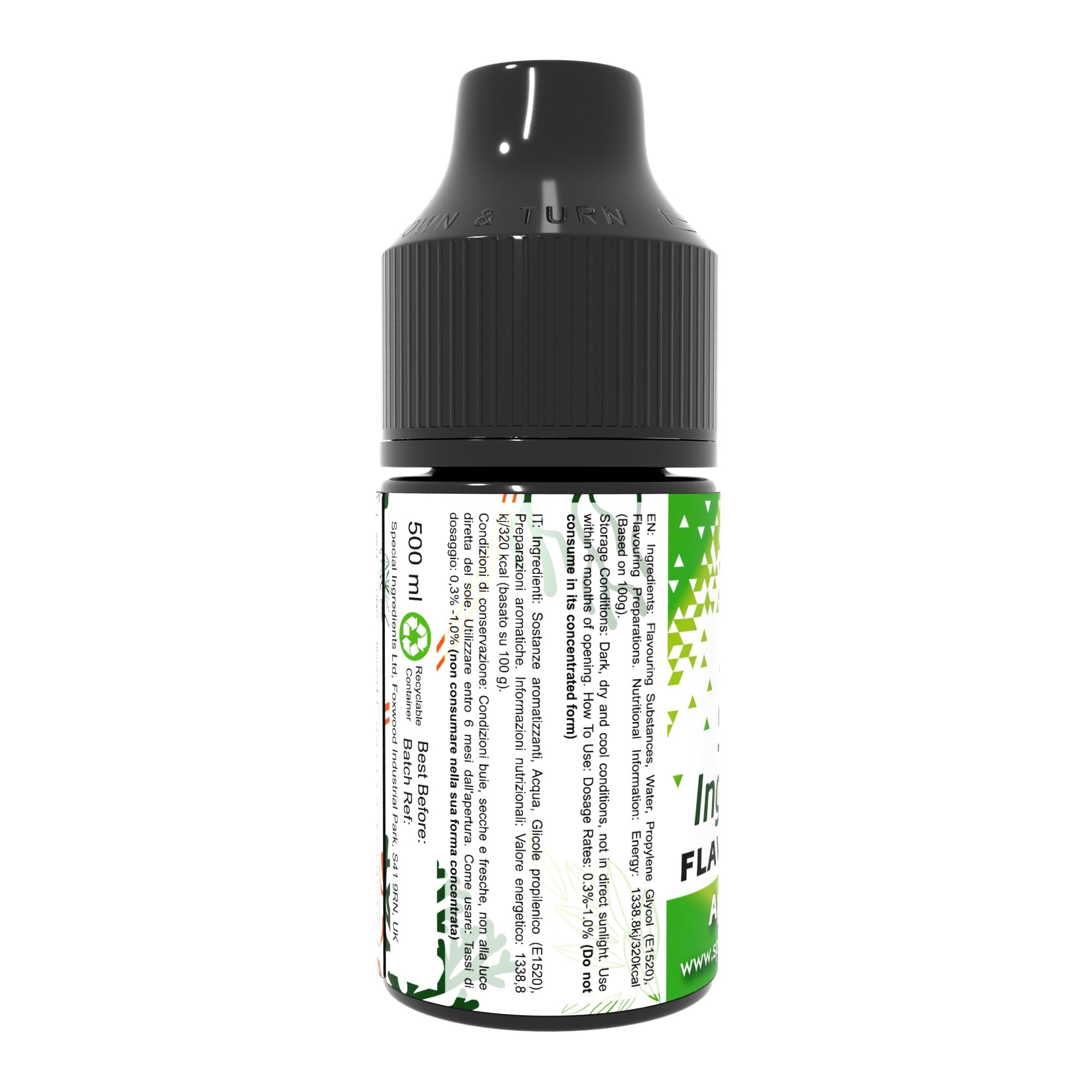 Special Ingredients Flavour Drops Sour Apple, 500 ml | Apfel Sauer-Geschmackstropfen, Lebensmittelaroma, Vegane Geschmackstropfen, Für Backen, Speisen und Getränke, Zuckerfrei