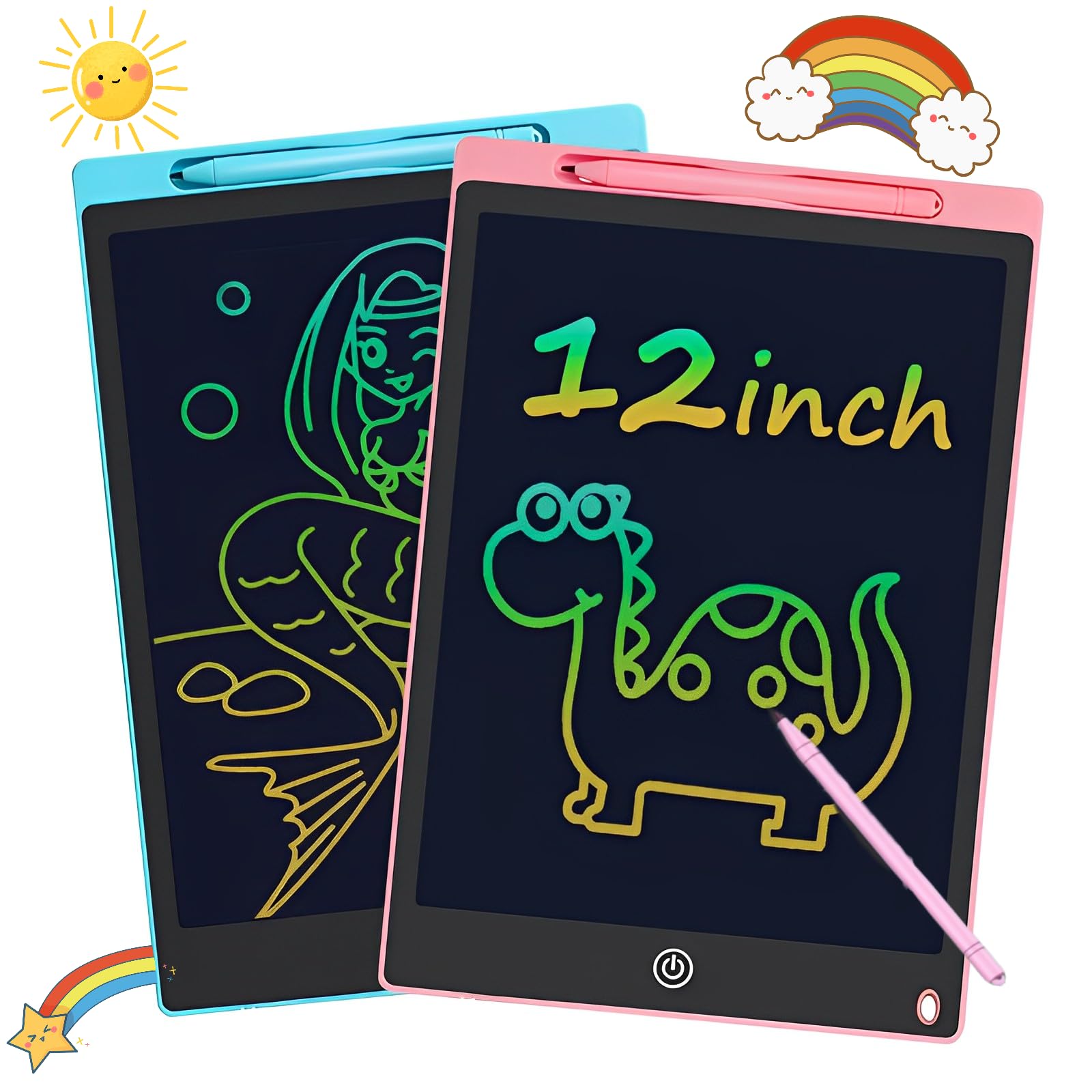 Colorful LCD Drawing Tablet, 12 Inch Lager Screen Writing Tablet, Reusable Doodle Board for 3 4 5 6 Kids, Learning Education Creativity Drawing Pad, Christmas Birthday Gift for Girl Boy(Pink or Blue) (B0C5J9QQZ1) Amazon Price History, Amazon Price Tracker