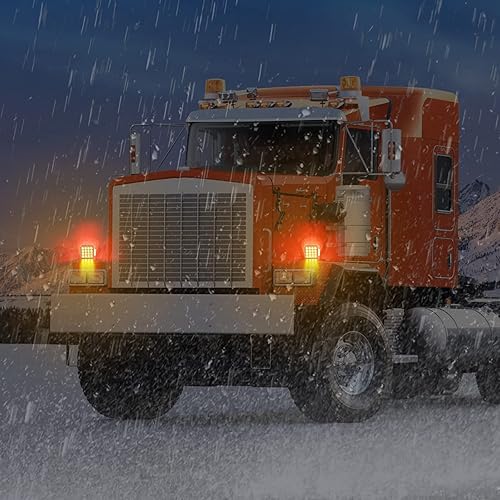 Miniatura 7 de Partsam 2 marcadores de doble cara cuadrada ámbarrojoazul de doble cara de 38 diodosseñal de giro y luz de pedestal LED auxiliar con carcasa