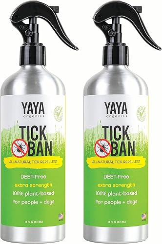 Yaya Organics Tick Ban - Repelente de garrapatas extra fuerte fabricado con aceites esenciales e ingredientes naturales sin DEET  Probado eficaz,