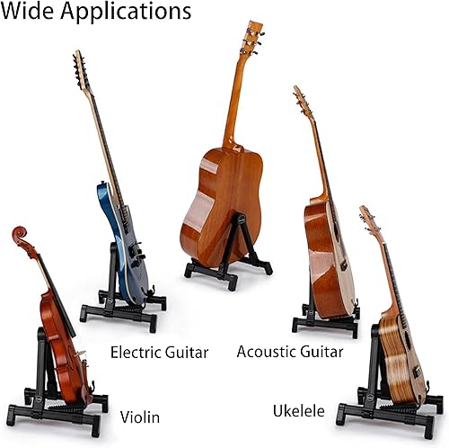Miniatura 6 de Elsjoy Paquete de 2 soportes plegables para múltiples instrumentos, soporte plegable para guitarra eléctrica, guitarra acústica, ukelele, violín,