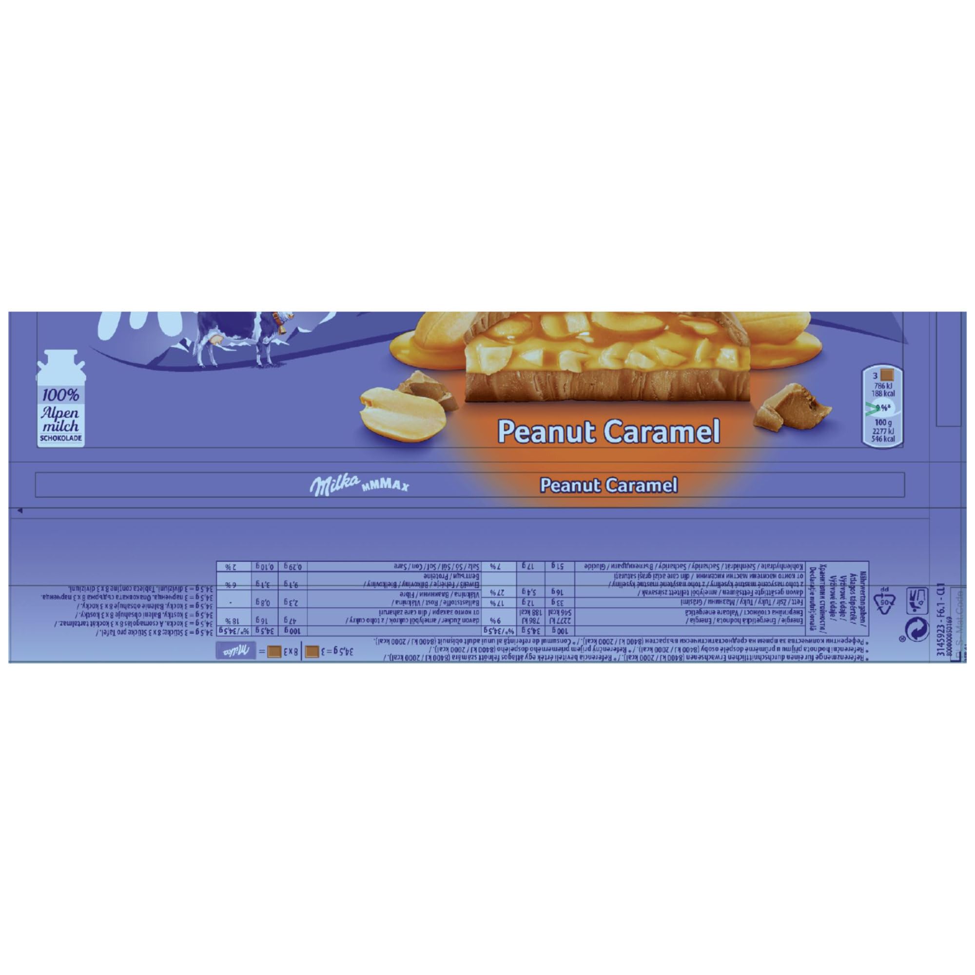 Milka Tafelschokolade Peanut-Caramel Großtafel VPE (12x276g Tafel) + usy Block