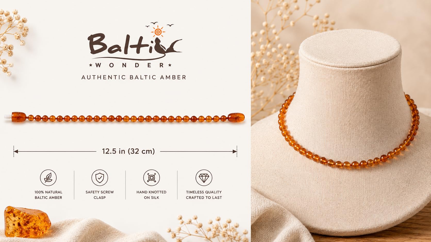 Amazon.com: Baltic Amber Necklace - Authentic Cognac Baroque