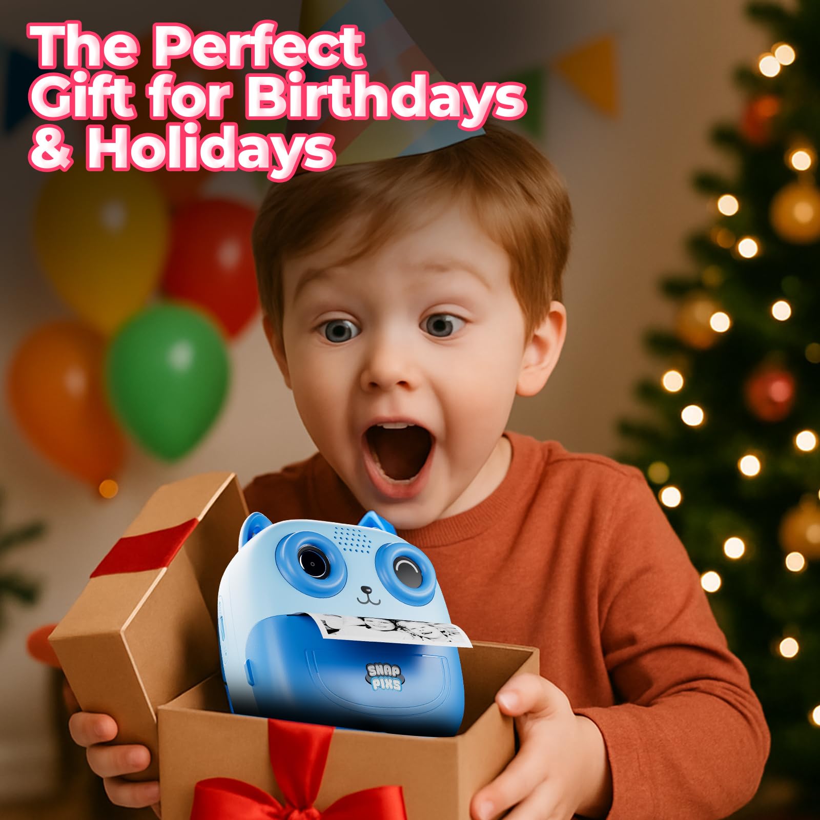 SnapPix Cámara Fotos Infantil Instantánea con Papel de Impresión y Tarjeta SD, 20MP, Cámara de Fotos para Niños, Regalo para Niños de 3 a 14 años (Azul y Rosa) (Rosa)