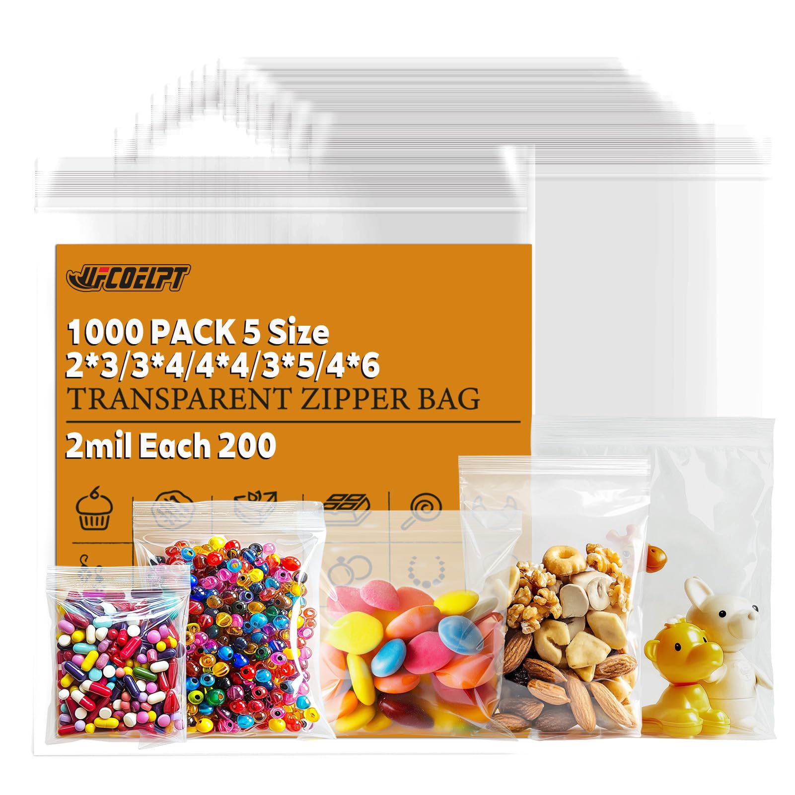 Bolsa Zip Bolsas Con Cierre De Cremallera, Transparentes Y Reutilizables, Tamaño 6x6 Cm Bolsas Genéricas