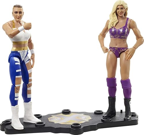 Miniatura 4 de WWE Charlotte Flair vs Rhea Ripley Championship Showdown Paquete de 2 figuras de acción de 6 pulgadas Monday Night RAW Battle Pack para edades de 6