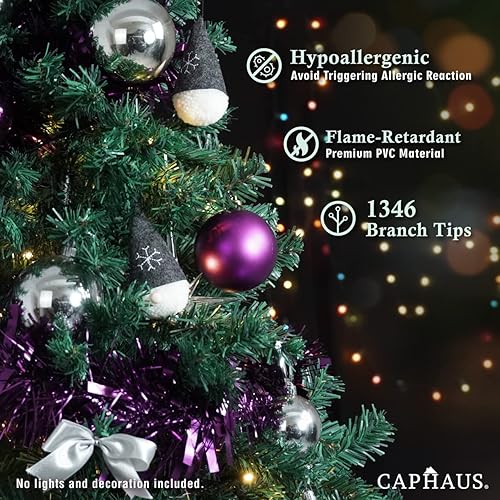 Miniatura 4 de CAPHAUS Árbol de Navidad verde artificial de abeto de North Valley de alta calidad de 6 pies, con 798 puntas de rama y soporte de metal, árbol de