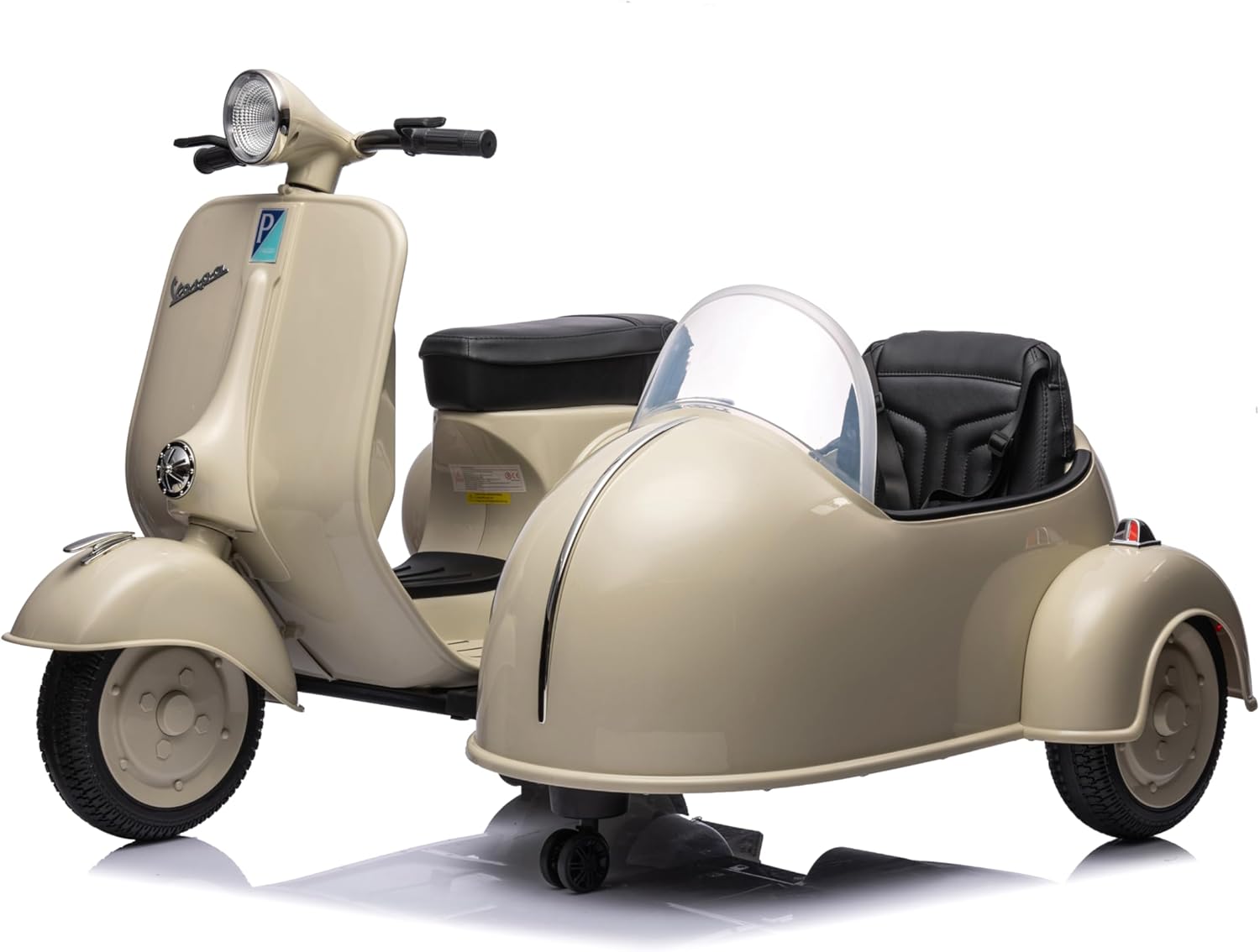 Amazon.co.jp 12V ライセンス ベスパ スクーター オートバイ サイドカー付き キッズ ライドオン 電気自動車 子供用 乗用車