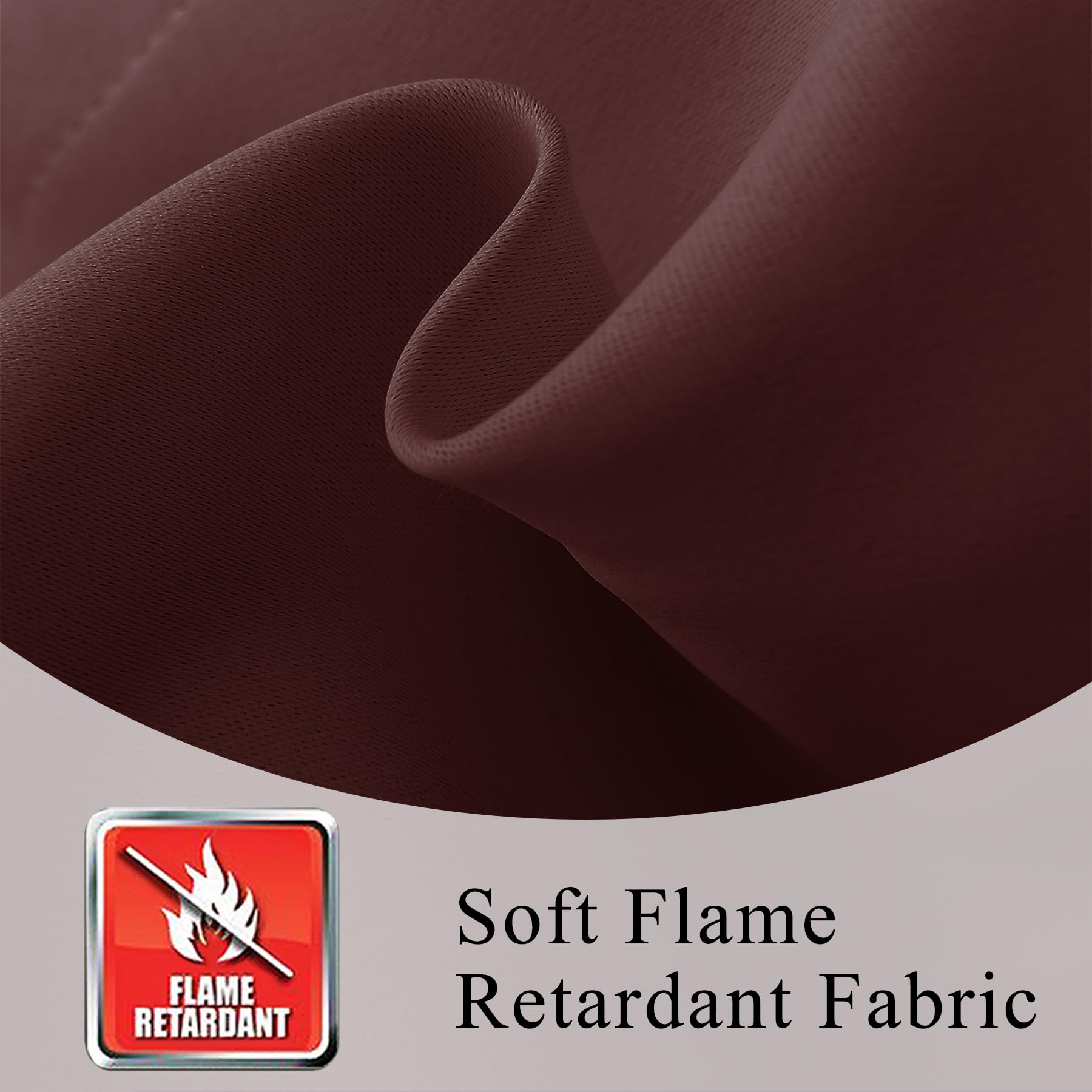 Ognioodporny Merlot – 80% blokada światła przelotka do okien 132 cm szer. x 213 cm dł. zestaw 2 kuchni i patio dekoracja domu dla bezpieczeństwa i prywatności