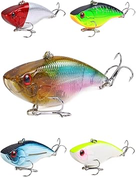 5pc VIB Fishing Lure 7cm-18.5g Sinking Hard Bait Shore Trolling Wobbler Vibraton Swimbait Noisy Jerkbait Bass Pesca Isca Gifts 2.76 inches*0.653 oz