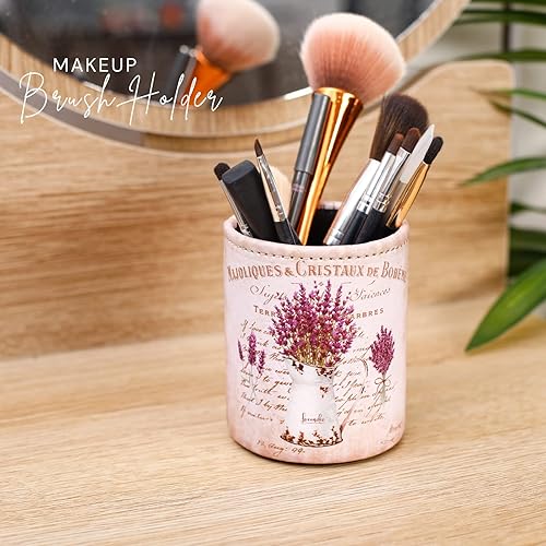 Miniatura 6 de Soporte para bolígrafo para escritorio, soporte de cuero sintético para cosméticos, suministros de oficina, regalos para regreso a la universidad,