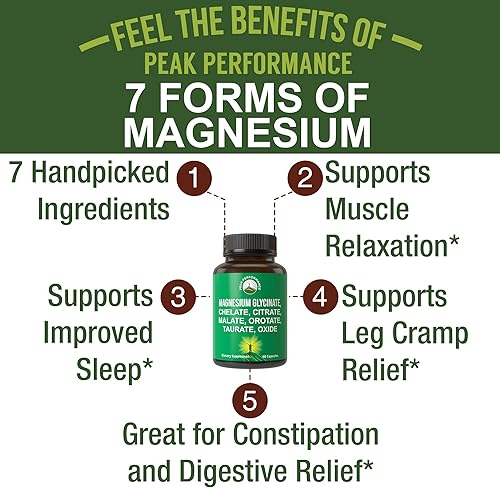 Miniatura 2 de Glicinato de magnesio + citrato + malato + quelato + orrotato + taurato + óxido. 7 formas de complejo de magnesio. Cápsulas de suplemento de 500 mg