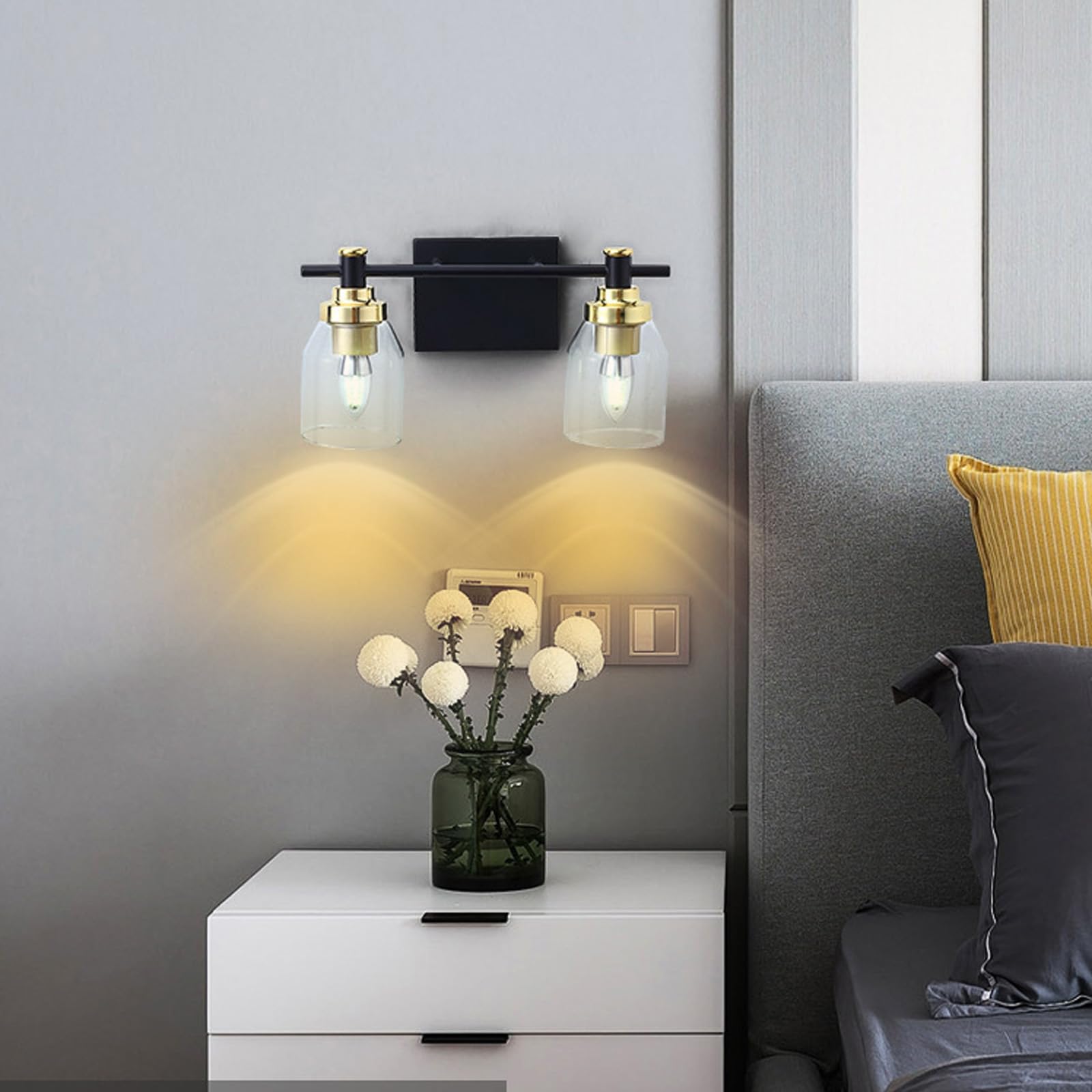 Lámpara de pared vintage interior con iluminación LED cálida dorada de 36cm 8