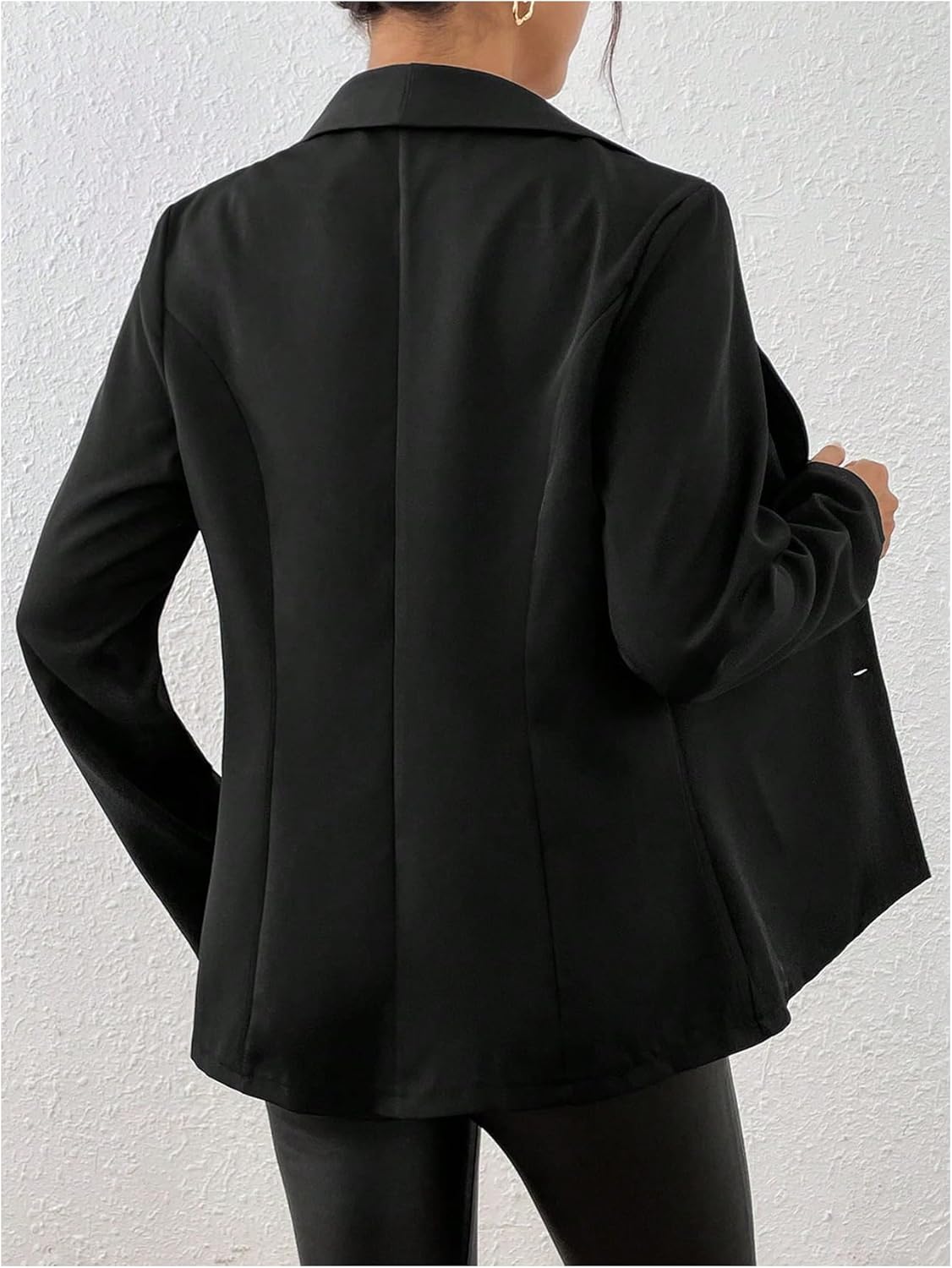 Women's Button Front Business Casual Blazer Elegant Lapel Collar Long Sleeve Office Suit Jackets - Image 2