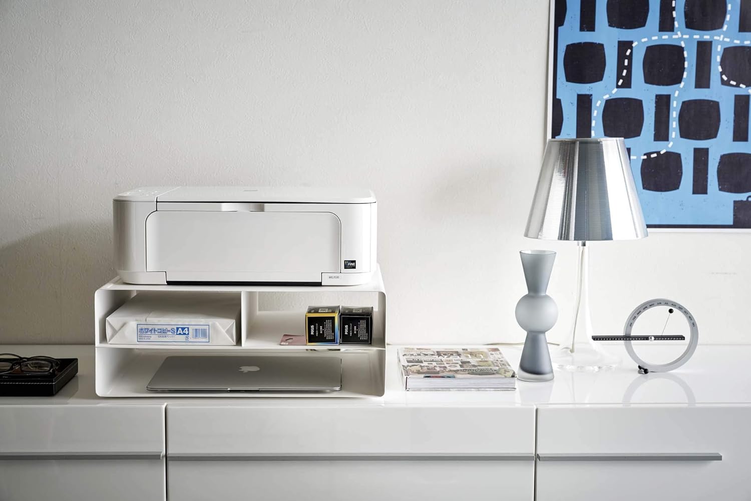 Yamazaki Home Desktop Printer Stand - Computer Accessory Office Organizer, Steel, Minimal Assembly Req. : Office Products