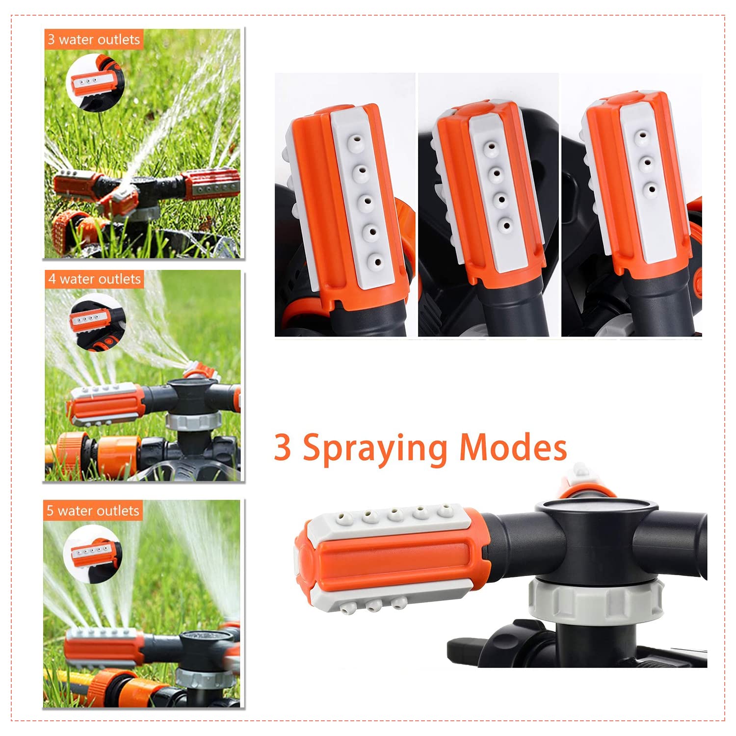 Sistema di irrigazione automatico regolabile a 3 marce, irrigatore ad acqua per prato, rotazione a 360 gradi, per prato, giardino, prato, prato
