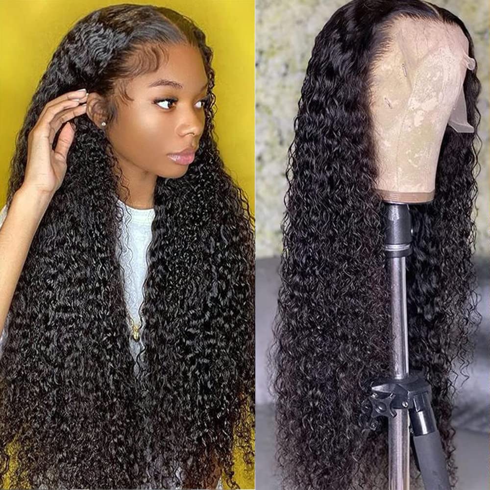 Siyun Show Curly Lace Front Wigs Human Hair 180% Density 13x4 Deep Wave Lace Front Wigs Human Hair Pre Plucked Deep Curly Human Hair Wigs for Black Women 13X4 Curly Lace Frontal Wig Human Hair