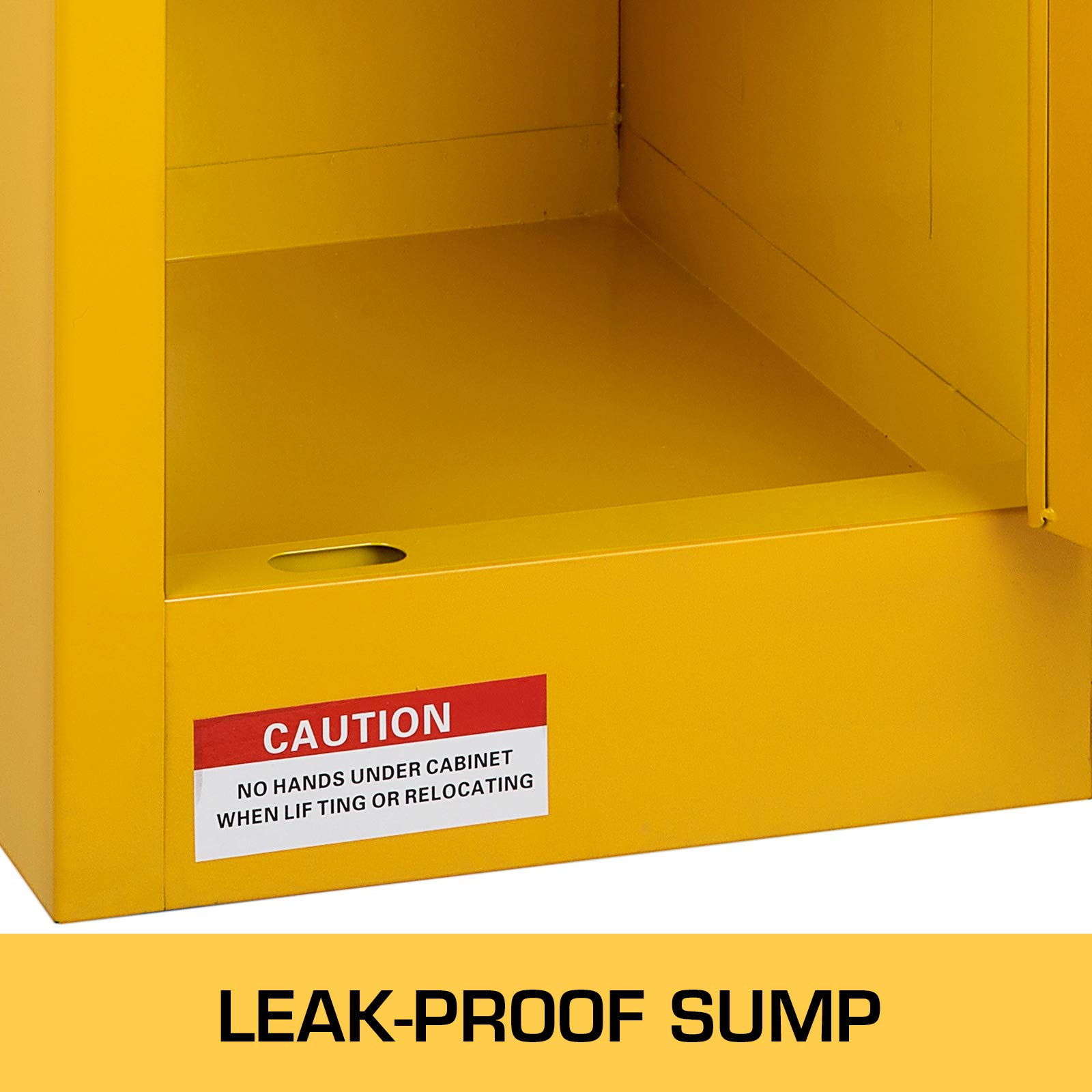 Armadio di sicurezza per i prodotti infiammabili, in acciaio laminato a freddo, 1 anta, 112 x 59 x 46 cm, 1 ripiano regolabile, giallo per liquidi infiammabili