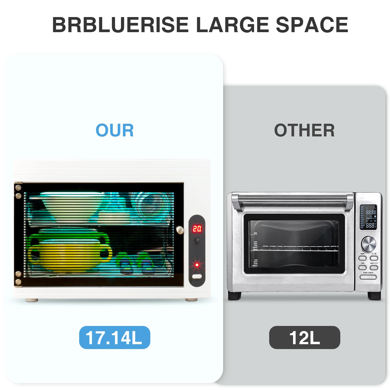 BRBLUERISE Nail Tool Cleaning Machine 17.14L Big Capacity UV Sanitizer Cabinet Salon Equipment for Spa Beauty Home Metal Tools