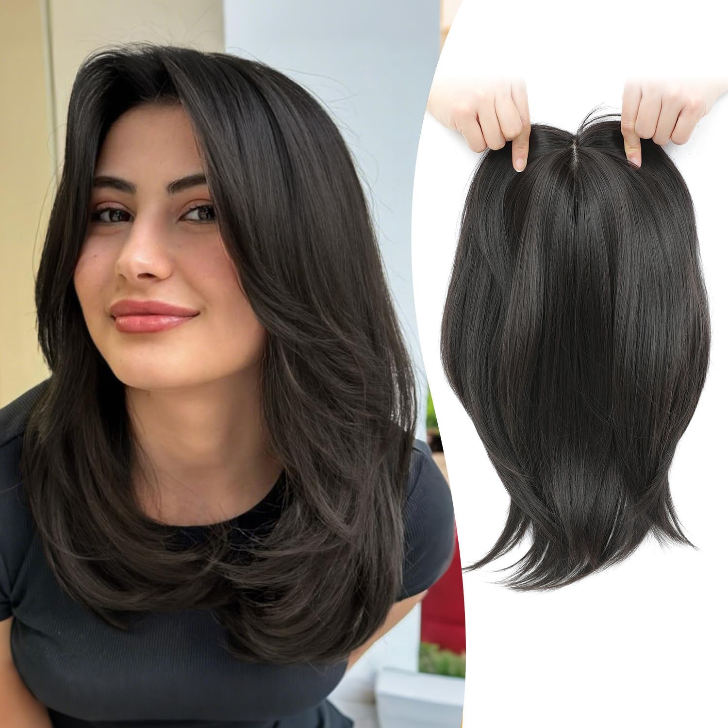 Hair Topper for Women with Thin Hair | Natural Scalp Coverage Hairpiece for Instant Volume, Lightweight & Breathable, Seamless Natural Blend-image-49