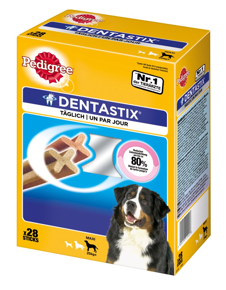 Pedigree Dentastix Maxi Lot de 28 friandises pour Chiens de Plus de 25 kg (1 x 28 bâtonnets)