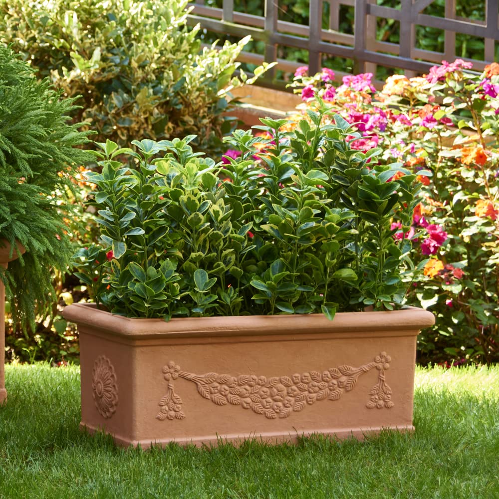 Garden Italia Vasi Fioriera festonata GCF Lato cm 60 alt.24 cm Made in Italy Cassetta in resina colore Impruneta - Resistente al gelo - Antiurto Leggera Classica