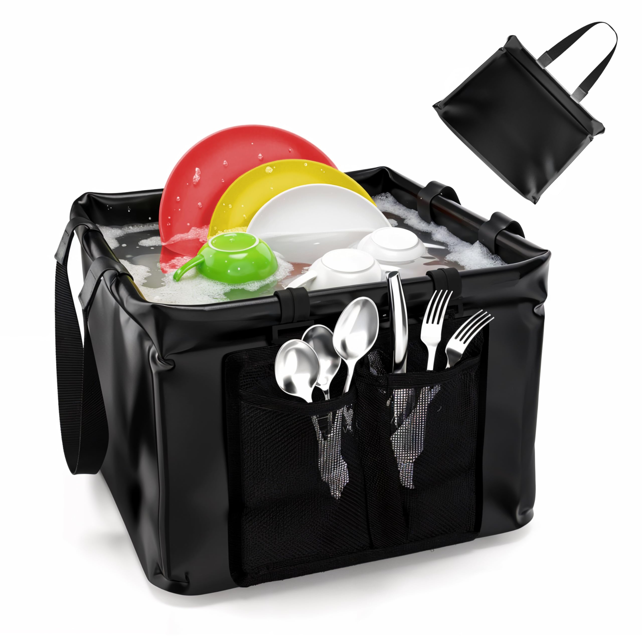 EVOCAMP secchio pieghevole 20L, catino pieghevole impermeabile per campeggio - secchio da pesca, refrigeratore per bevande all'aperto, bacinella per campeggio