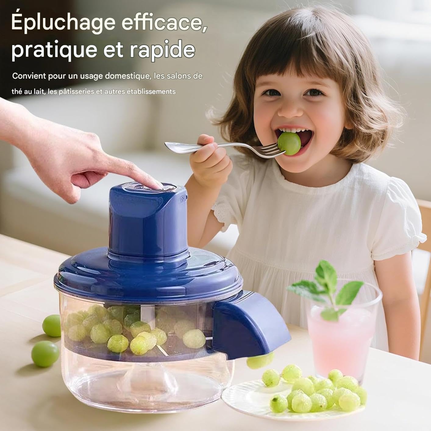 Eplucheur Electrique, Eplucheur Pomme De Terre Electrique, Automatique Sans Fil, Rechargeable USB, Rapide Et Facile À Nettoyer Pour Cuisine, Pour Pommes De Terre, Raisin, Ail, Tomates (bleu)