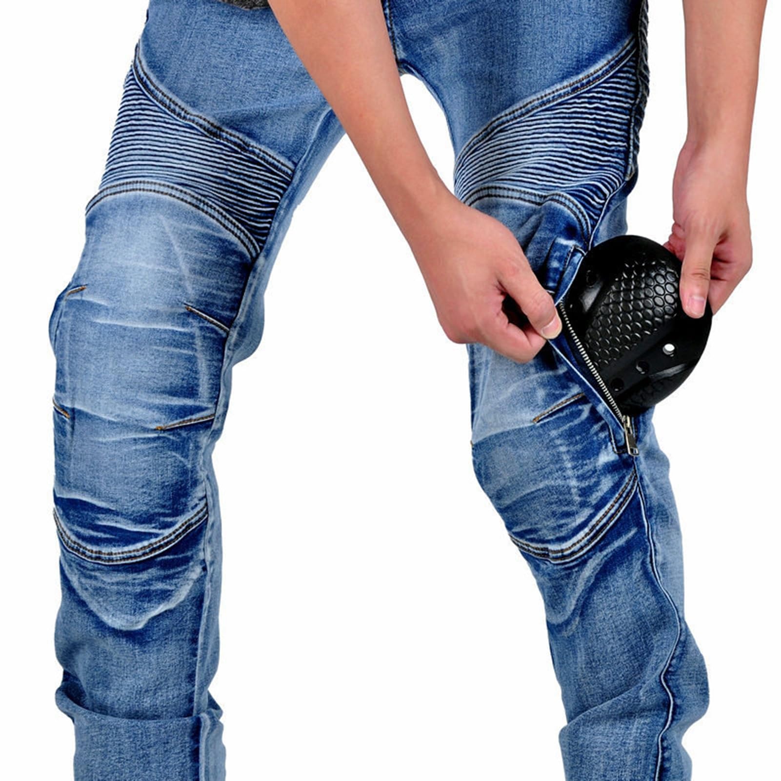KAISUN Pantaloni Moto Uomo con Protezioni, Jeans da Uomo per Motociclismo, Abbigliamento Moto Uomo Elasticizzati Slim Fit, Professionali Traspiranti