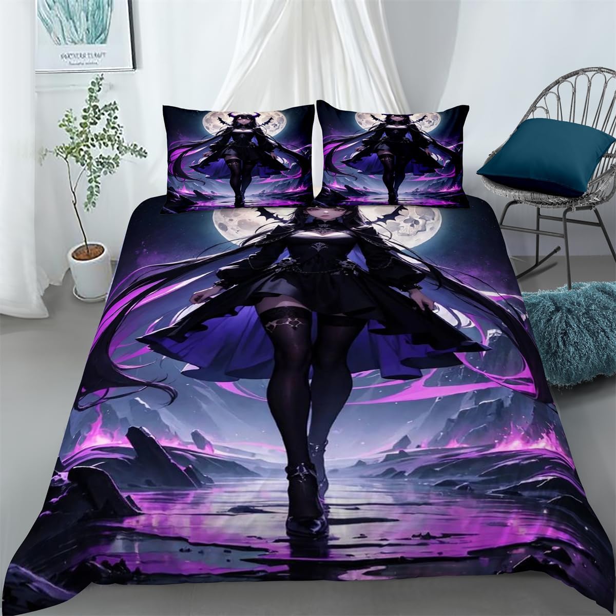 3D Printed Bedding Set – Soft Polycotton Duvet Cover with Futuristic Robot & Companion Design Includes Duvet Cover & Pillowcases – Machine Washable & Fade‑Resistant