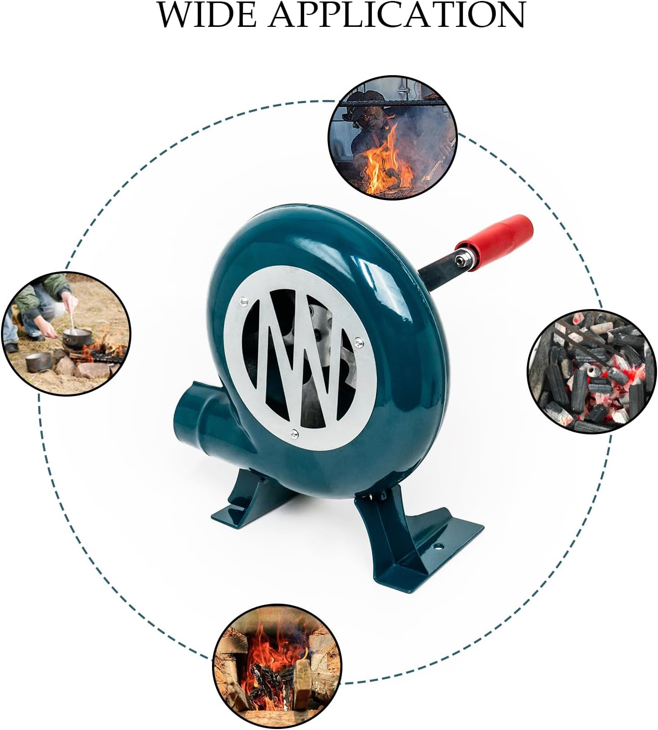 Air Blower, 200W Fire Blower With Hand Crank, Heat Up Coal Forges or Charcoal Grills, Fan for Barbecue/Hiking, As Is Shown, MJZ-HB4-UNR127