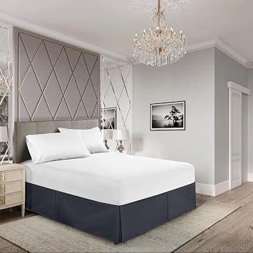 800 Thread Count 100% Egyptian Cotton Hotel Quality Luxurious Box Pleated Bed Skirt Easy Fit with 15 Inch Drop Length Dark Gray, King
