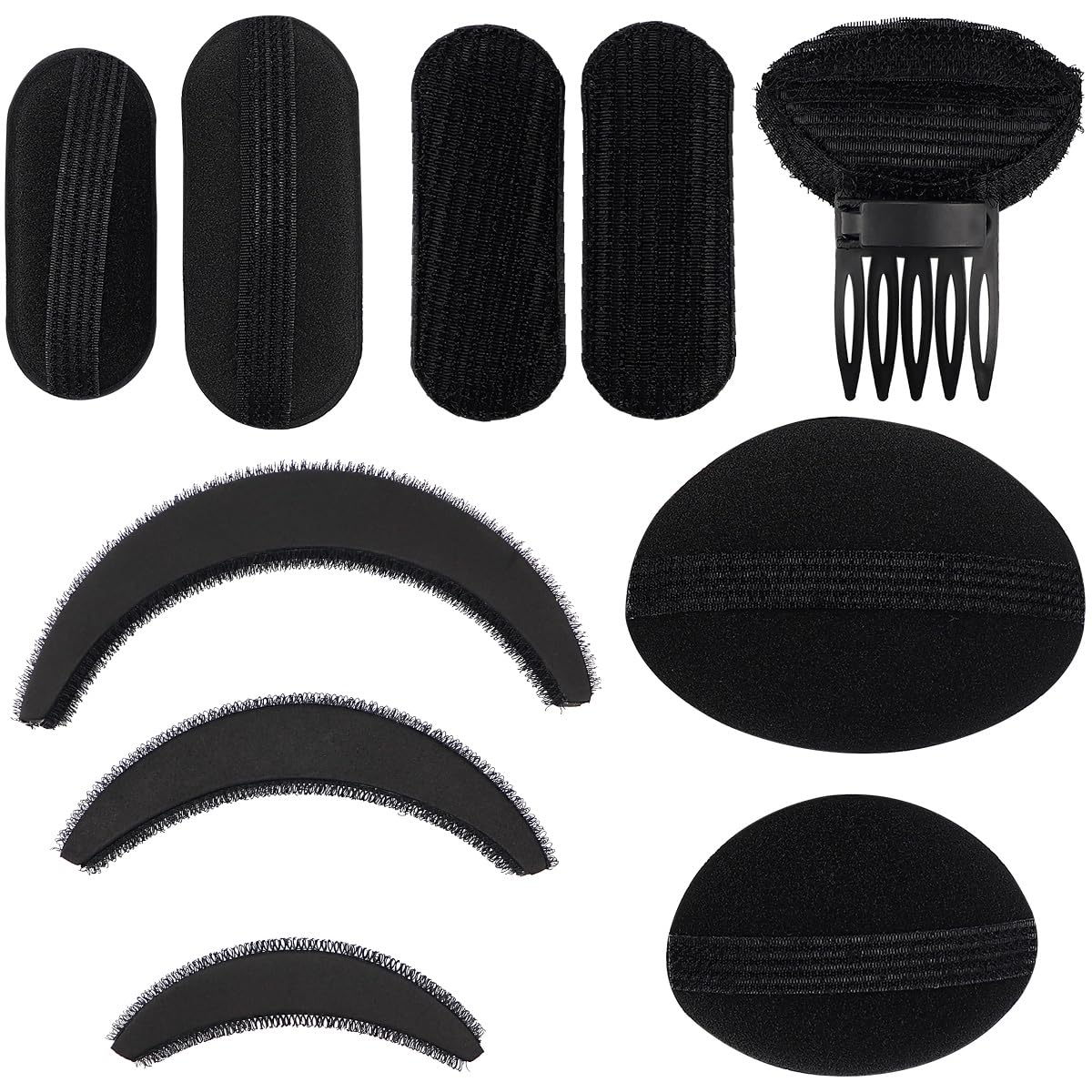 10 Pcs Hair Bump Sponge Set - Volume Hair Bases for Updo Bun Ponytail DIY Hairstyles Hair Insert Tools for Women