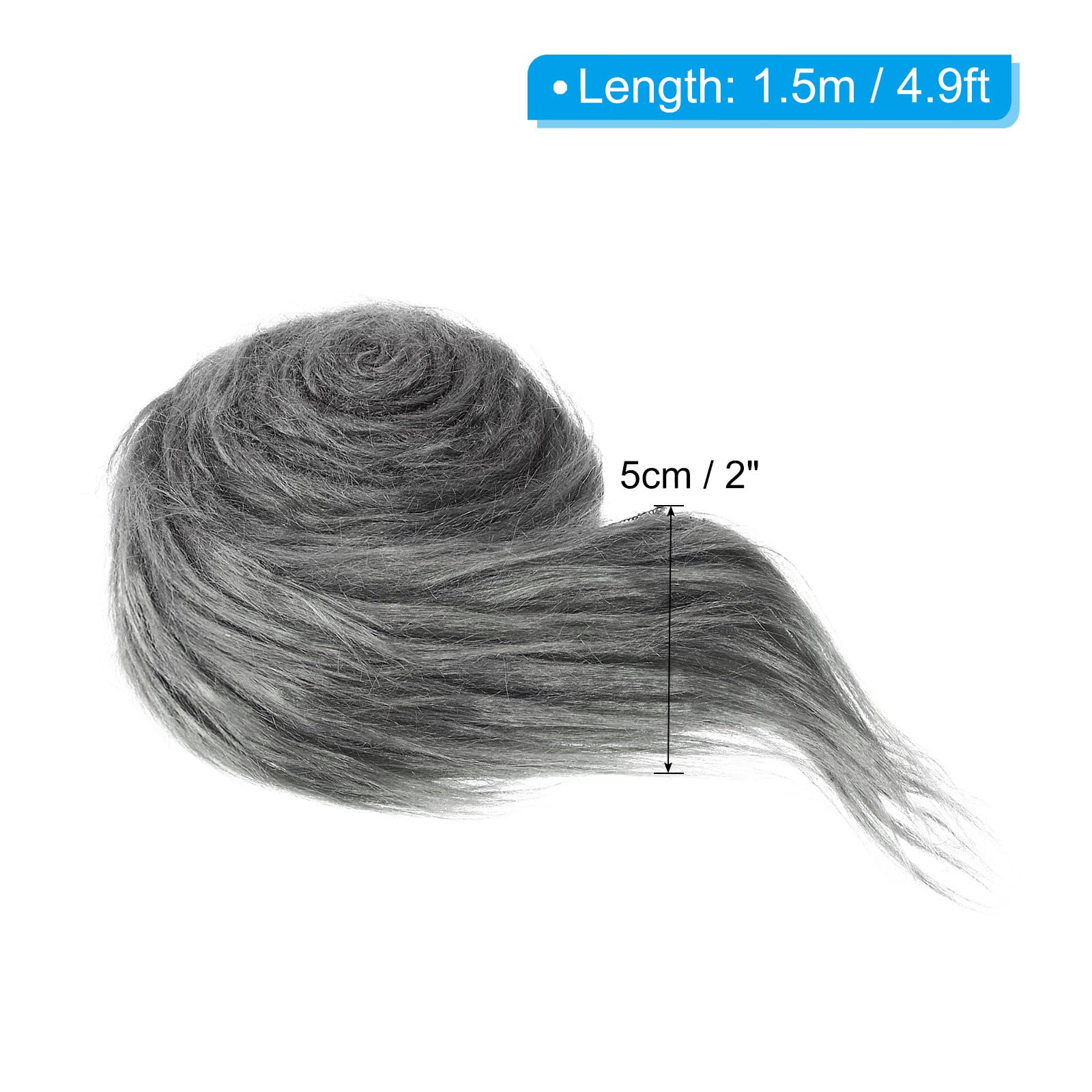 PATIKIL 4.9ft x 2 in Faux Fur Fabric Roll, Plush Precut Strips for DIY Craft Christmas Decoration Cosplay Costume, Grey - Image 2