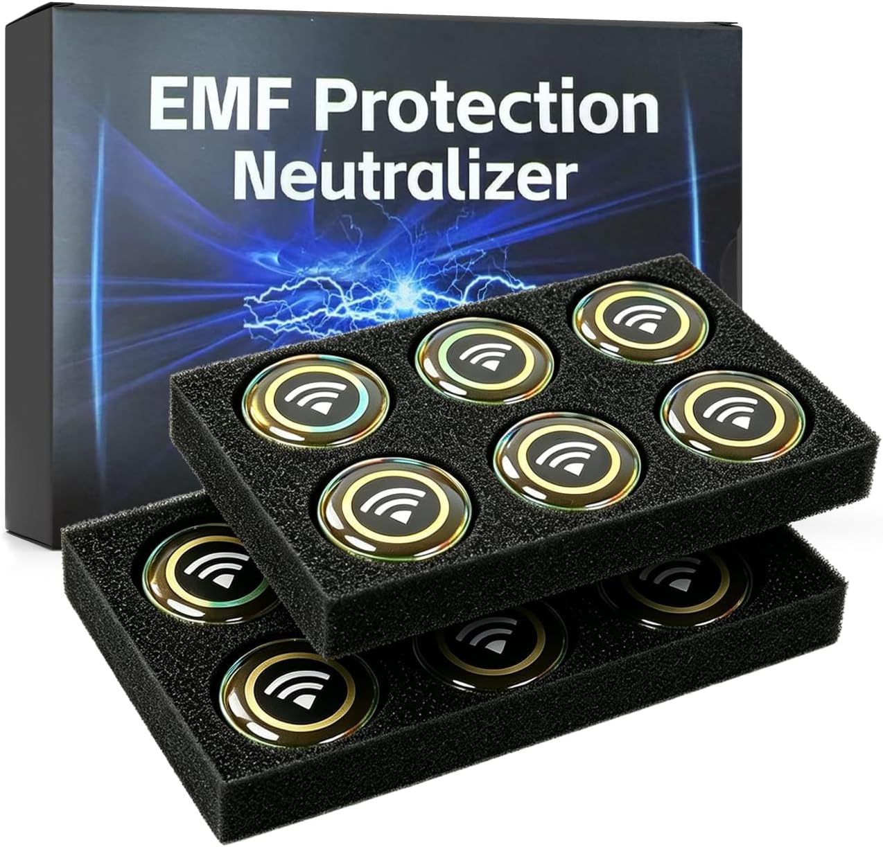 12 Pieces Blocker Protection Neutralizers Stickers for Cell Phones Tablets Laptops Computer WiFi Printer TV Electronic Devices Black