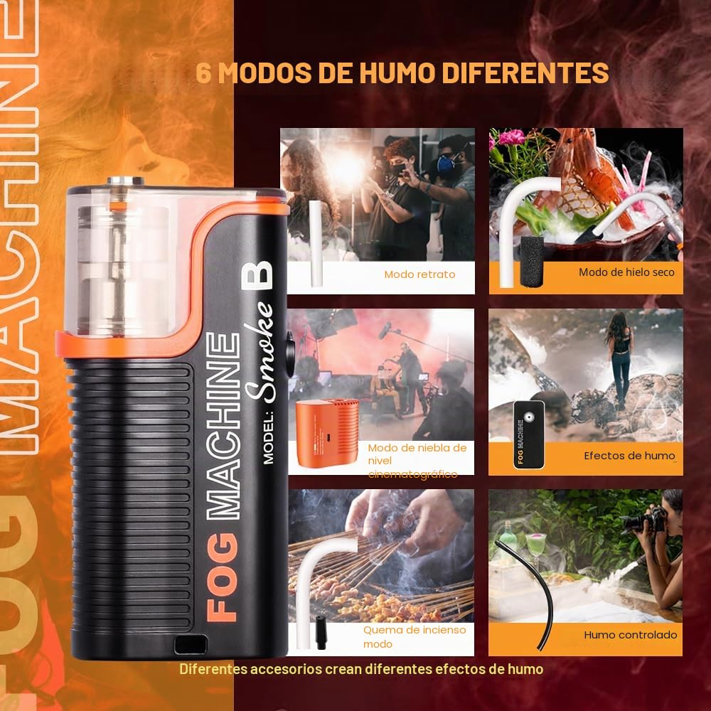 LENSGO Smoke B - Máquina de humo portátil con control remoto para fotografía, eventos al aire libre, fiestas, efectos escénicos, Halloween, desinfección o bodas (negro)