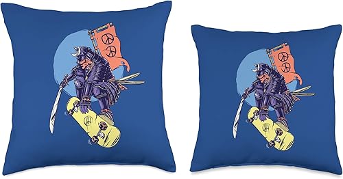 Vista 3 de Skateboard Samurai Skateboarding Retro Skater Skate Grunge Throw Pillow