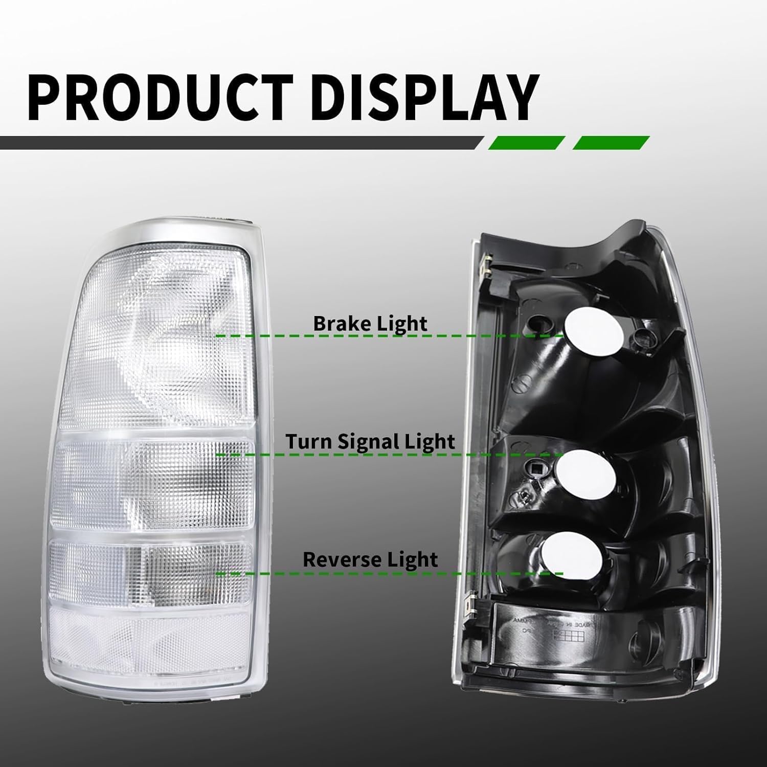 Clear Tail Light Assembly Compatible with 1999-2002 Silverado 1500 2500/1999-2007 Sierra 1500 2500 3500 Driver and Passenger Side White Taillights Rear Light