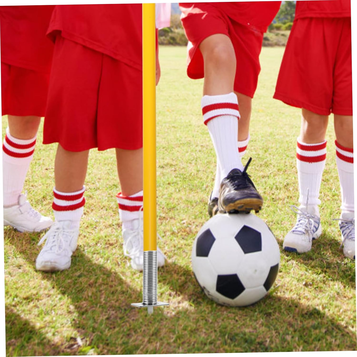 Kisangel Flagpole Spring-Loaded Flag Spike Ground Stake for Football Flag Base Soccer Pole Fixing Mount Iron Insert into The Ground Utensils (Pack of 2)