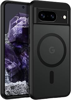 BENTOBEN Magnetische Schutzhülle für Google Pixel 8 2023, 15,7 cm (6,2 Zoll), kompatibel mit Magsafe, kabelloses Aufladen, Schutzhülle Google Pixel 8, transparent, matt, kratzfest, stoßfest, Schwarz