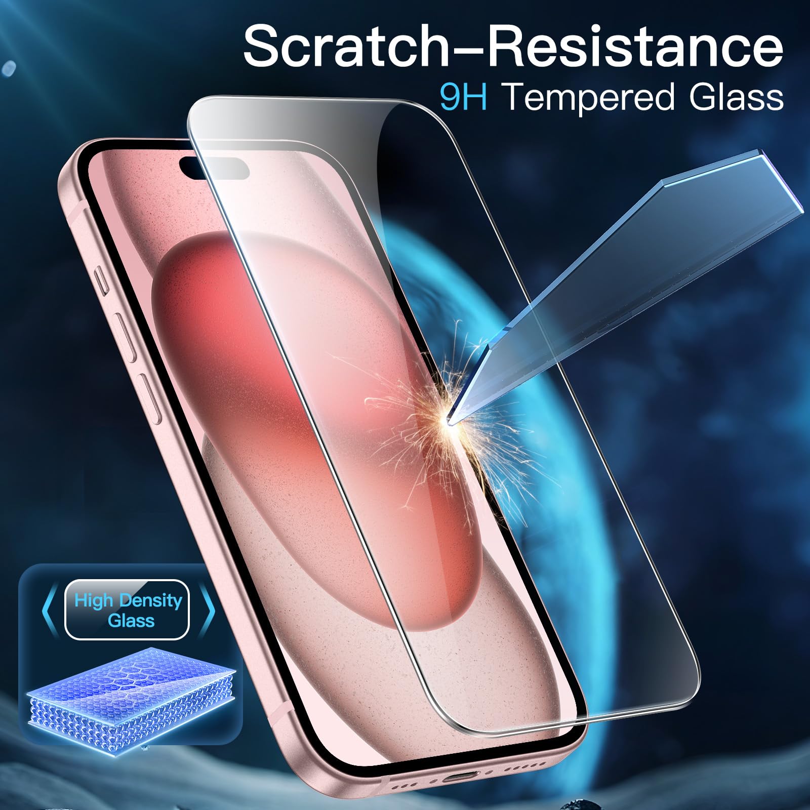 Coque Mat IPhone 13 6.1" + 2 Films Verre Trempé - Protection Complète Antichoc Translucide Noir