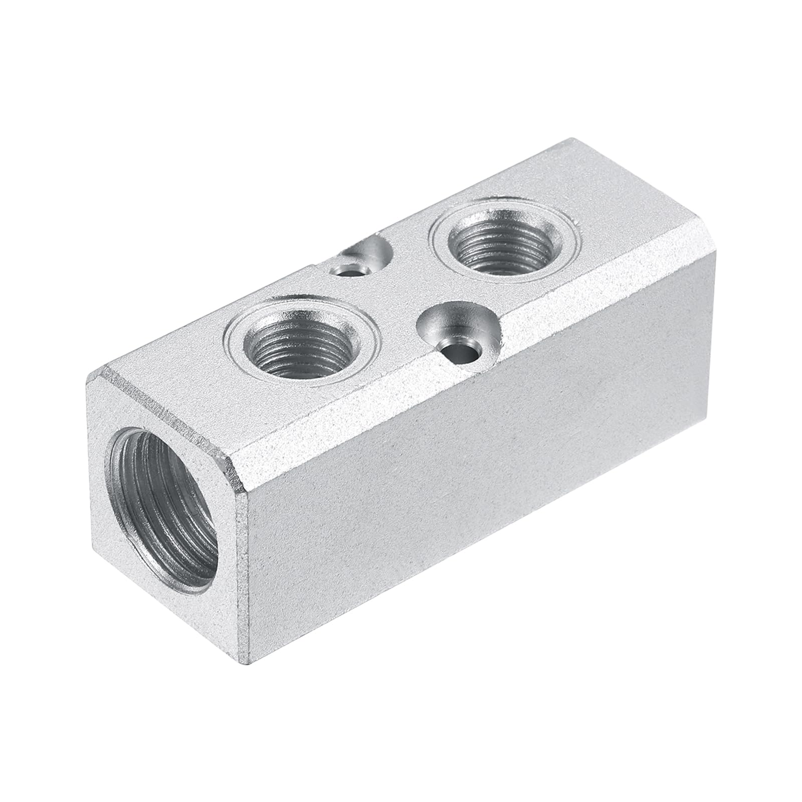 sourcing map 2 Way 4 Port Air Pneumatic Manifold, 1/2" NPT Supply & 1/4" NPT Output Ports, Aluminum Pneumatic Manifold Block for Air Compressor, Pneumatic Systems, Automotive Repair