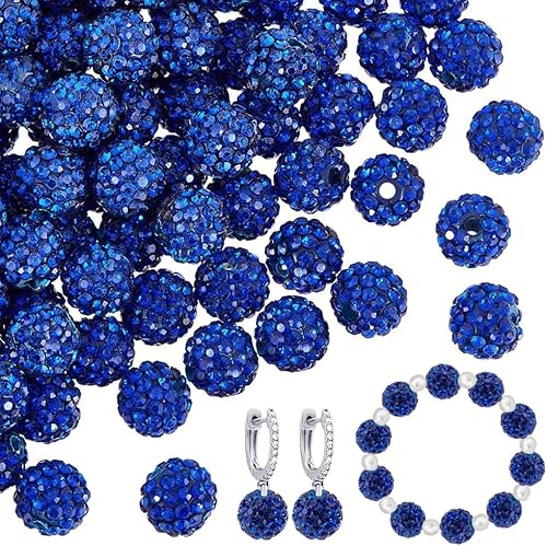 PH PandaHall Alrededor de 100 cuentas de diamantes de imitación azules de 0.394 pulgadas (0.394 in), cuentas de cristal de arcilla polimérica azul