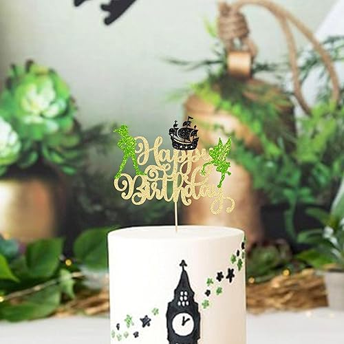 Miniatura 5 de Gyufise 1 pieza de decoración de pastel de feliz cumpleaños con purpurina de elfo de hadas Never Grow Up P Pan para temática de Neverland Baby