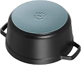 STAUB Cast Iron Roaster/Cocotte, Round, 6.7 L, Black, 28 cm - 2